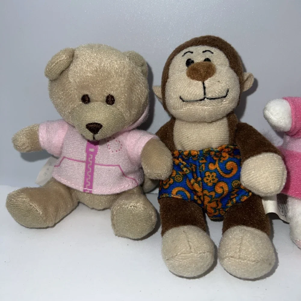 Build A Bear 4 Mini Stuffed‎ Plush BABW Teddy, Kitty, Monkey, & Velvet Teddy